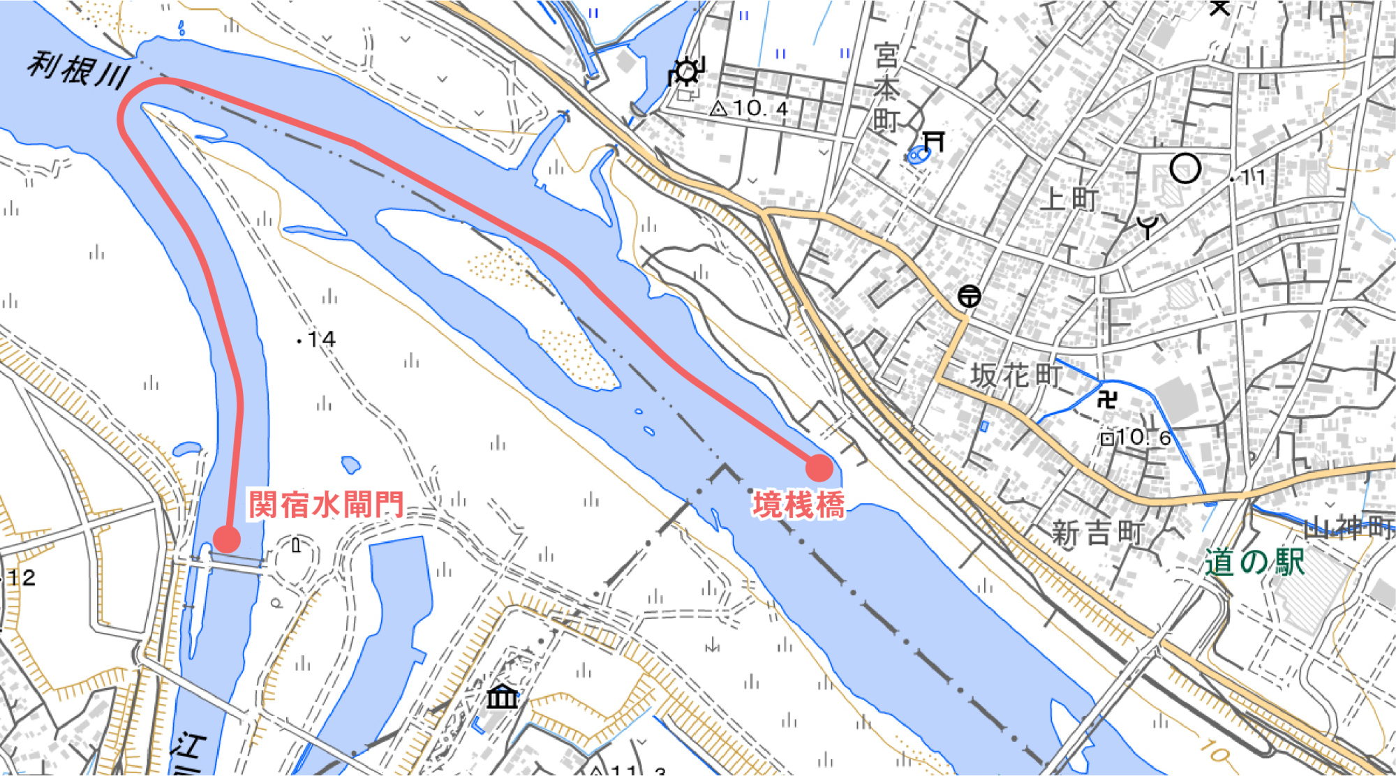 高瀬舟さかい丸の運行ルート