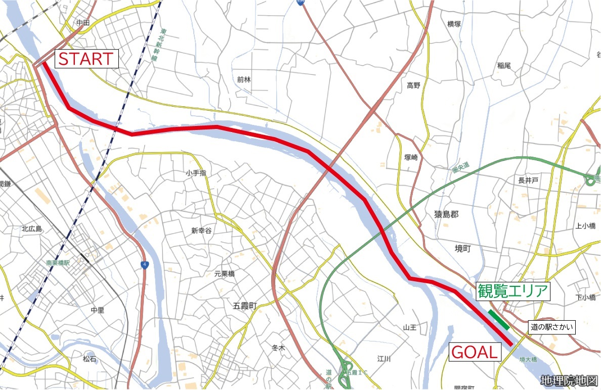 利根川いかだレース選手権inさかいのコース図